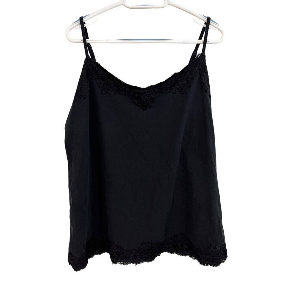 St. John’s Bay Size 2X Black Lace Trim Goth Cami Top Plus Y2K Fairycore Coquette